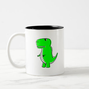 Green Dinosaur Drawing Tweekleurige Koffiemok