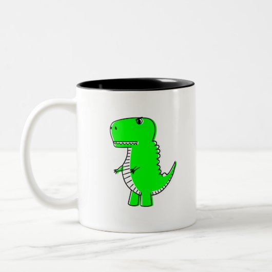 Green Dinosaur Drawing Tweekleurige Koffiemok (Links)