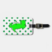 Green Dinosaur Green Polka Dots Bagagelabel (Voorkant horizontaal)