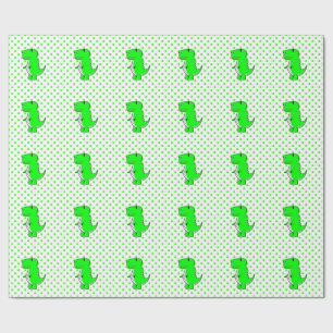 Green Dinosaur Green Polka Dots Cadeaupapier