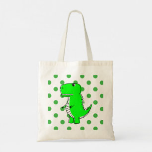 Green Dinosaur Green Polka Dots Canvas tas