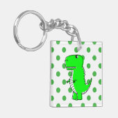 Green Dinosaur Green Polka Dots Sleutelhanger (Voorkant Links)