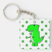 Green Dinosaur Green Polka Dots Sleutelhanger (Voorkant)
