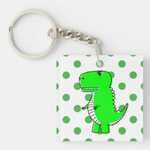 Green Dinosaur Green Polka Dots Sleutelhanger