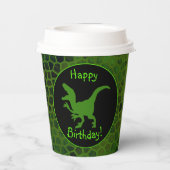 Green Dinosaur Hide Happy Birthday! Papieren Bekers (Achterkant)