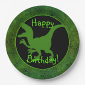 Green Dinosaur Hide Happy Birthday! Papieren Bordje (Voorkant)