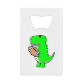 Green Dinosaur houdt van Football Creditkaart Flessenopener (Voorkant)