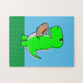 Green Dinosaur houdt van Football Legpuzzel (Horizontaal)