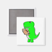 Green Dinosaur houdt van Football Magneet (Voorkant / Achterkant)