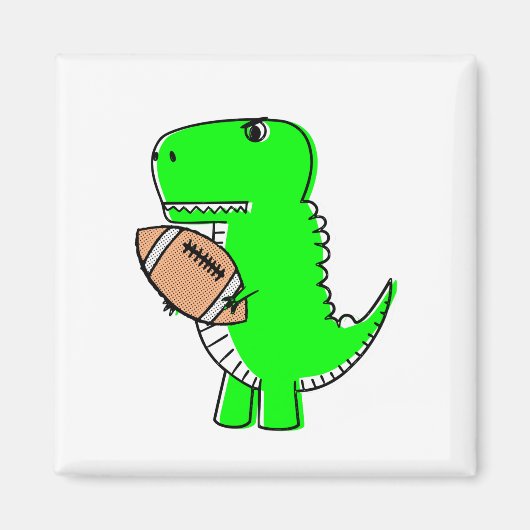 Green Dinosaur houdt van Football Magneet (Voorkant)