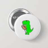 Green Dinosaur houdt van Football Ronde Button 5,7 Cm (Voorkant /achterkant)