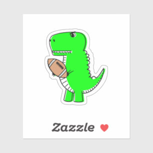 Green Dinosaur houdt van Football Sticker