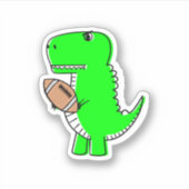 Green Dinosaur houdt van Football Sticker (Voorkant)