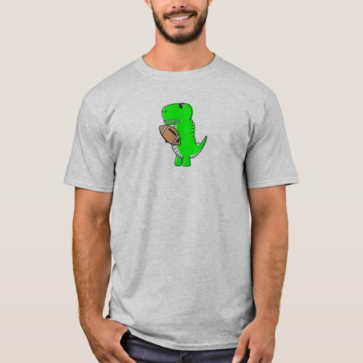 Green Dinosaur houdt van Football T-shirt (Voorkant)