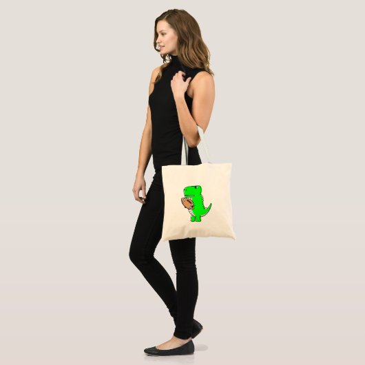 Green Dinosaur houdt van Football Tote Bag (Voorkant (model))