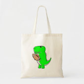 Green Dinosaur houdt van Football Tote Bag (Voorkant)