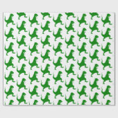 Green Dinosaur Kerstmis Cadeaupapier (Vlak)