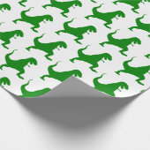 Green Dinosaur Kerstmis Cadeaupapier (Hoek)