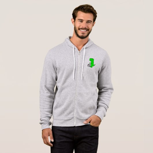 Green Dinosaur Loves Soccer Hoodie (Voorkant volledig)