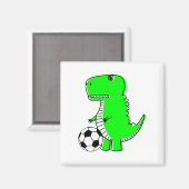 Green Dinosaur Loves Soccer Magneet (Voorkant / Achterkant)