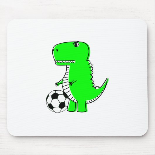 Green Dinosaur Loves Soccer Muismat (Voorkant)