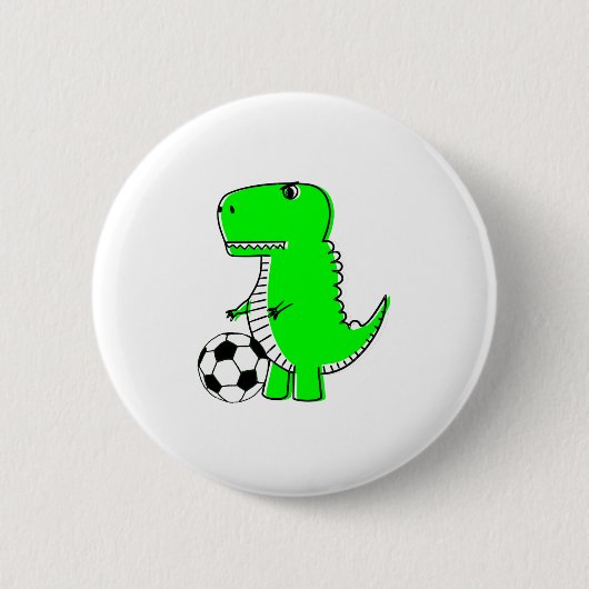 Green Dinosaur Loves Soccer Ronde Button 5,7 Cm (Voorkant)