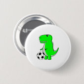 Green Dinosaur Loves Soccer Ronde Button 5,7 Cm (Voorkant /achterkant)