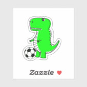 Green Dinosaur Loves Soccer Sticker (Vel)