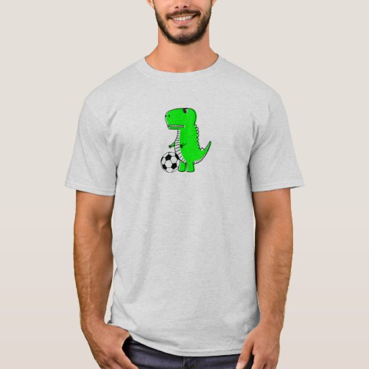 Green Dinosaur Loves Soccer T-shirt (Voorkant)