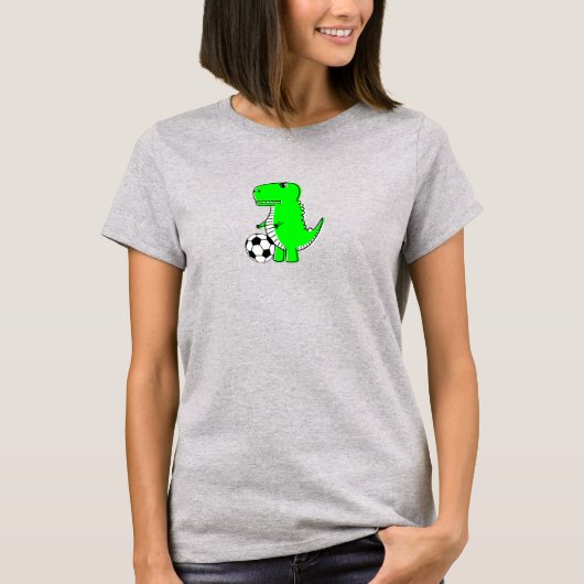 Green Dinosaur Loves Soccer T-shirt (Voorkant)