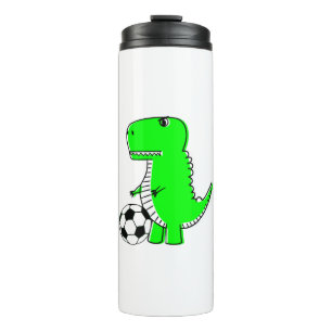 Green Dinosaur Loves Soccer Thermosbeker