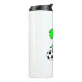 Green Dinosaur Loves Soccer Thermosbeker (Gedraaid links)