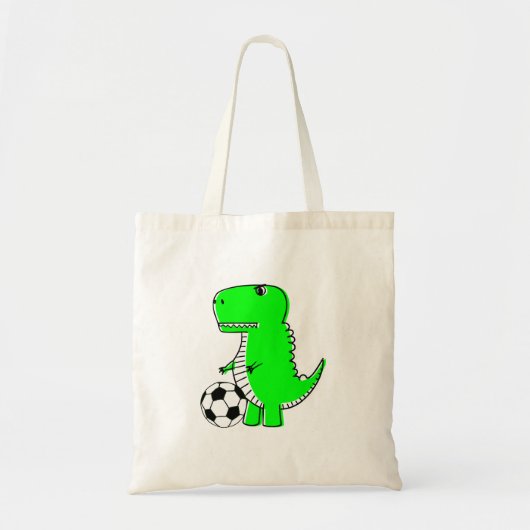 Green Dinosaur Loves Soccer Tote Bag (Voorkant)