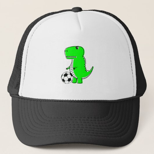 Green Dinosaur Loves Soccer Trucker Pet (Voorkant)