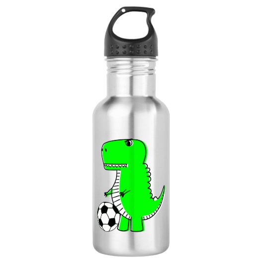 Green Dinosaur Loves Soccer Waterfles (Voorkant)