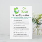Green Dinosaur Nursery Rhyme Quiz baby shower game (Staand voorkant)