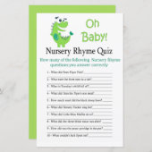 Green Dinosaur Nursery Rhyme Quiz baby shower game (Voorkant / Achterkant)