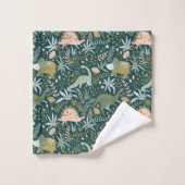 Green Dinosaur Pattern Bad Handdoek (Wasdoekje)