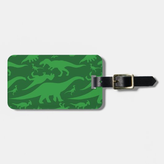 Green Dinosaur Pattern Bagagelabel (Voorkant horizontaal)