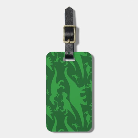 Green Dinosaur Pattern Bagagelabel (Voorkant verticaal)