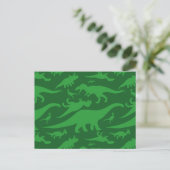 Green Dinosaur Pattern Briefkaart (Staand voorkant)