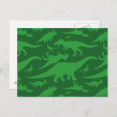 Green Dinosaur Pattern Briefkaart (Voorkant / Achterkant)