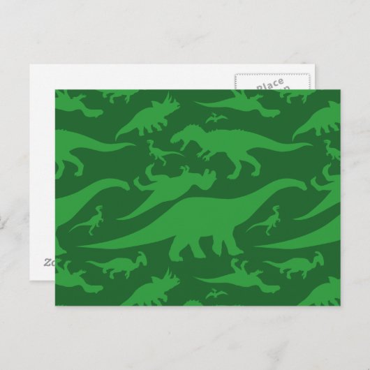 Green Dinosaur Pattern Briefkaart (Voorkant / Achterkant)
