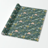 Green Dinosaur Pattern Cadeaupapier (Uitgerold)