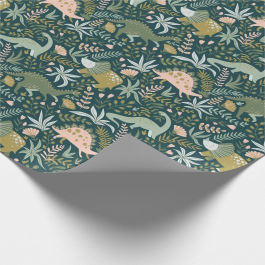 Green Dinosaur Pattern Cadeaupapier (Hoek)