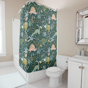 Green Dinosaur Pattern Douchegordijn