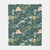 Green Dinosaur Pattern Fleece Deken (Voorkant)