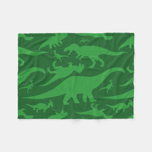 Green Dinosaur Pattern Fleece Deken (Voorkant (Horizontaal))