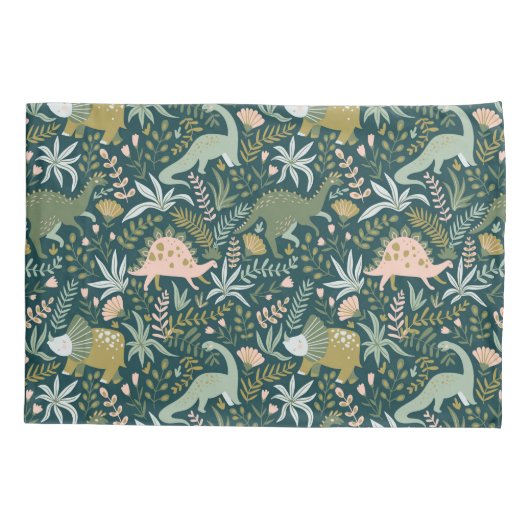 Green Dinosaur Pattern Kussensloop (Achterkant-Links)