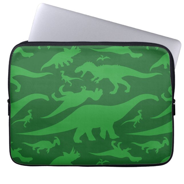 Green Dinosaur Pattern Laptop Sleeve (Voorkant)